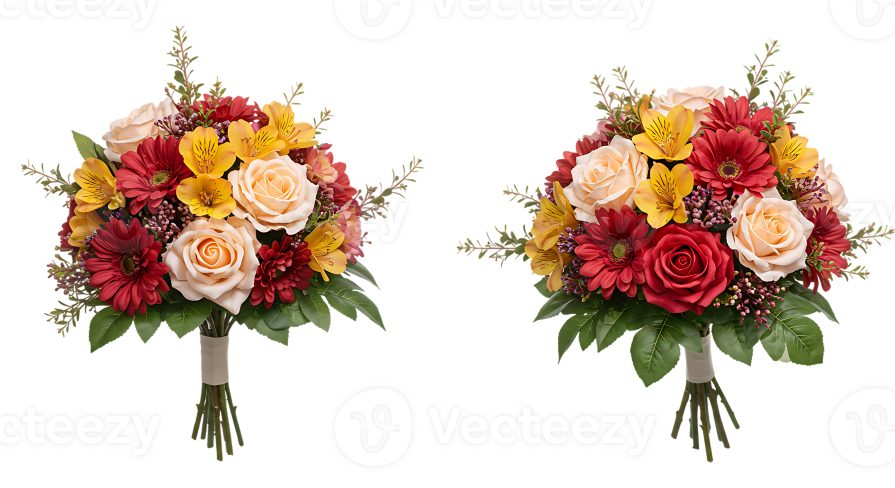 Transparent background with isolated bouquet of colorful blooms png