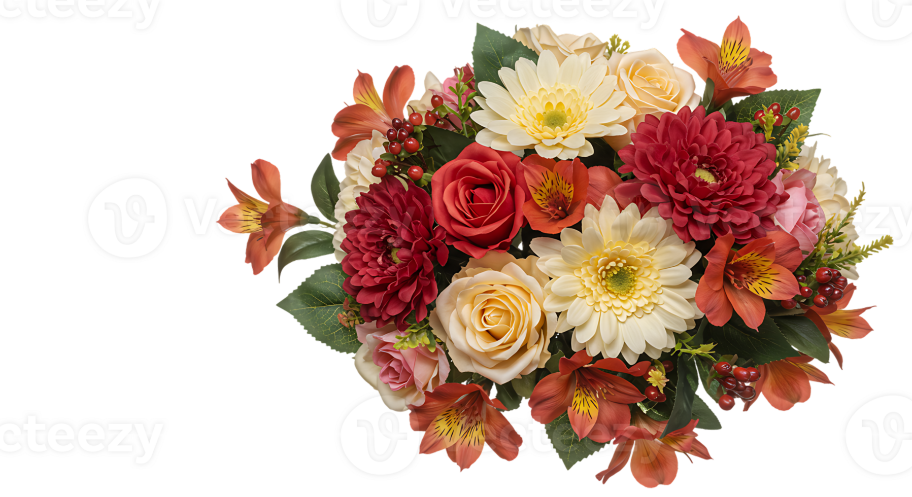 Stunning flower bouquet with variety, transparent background png