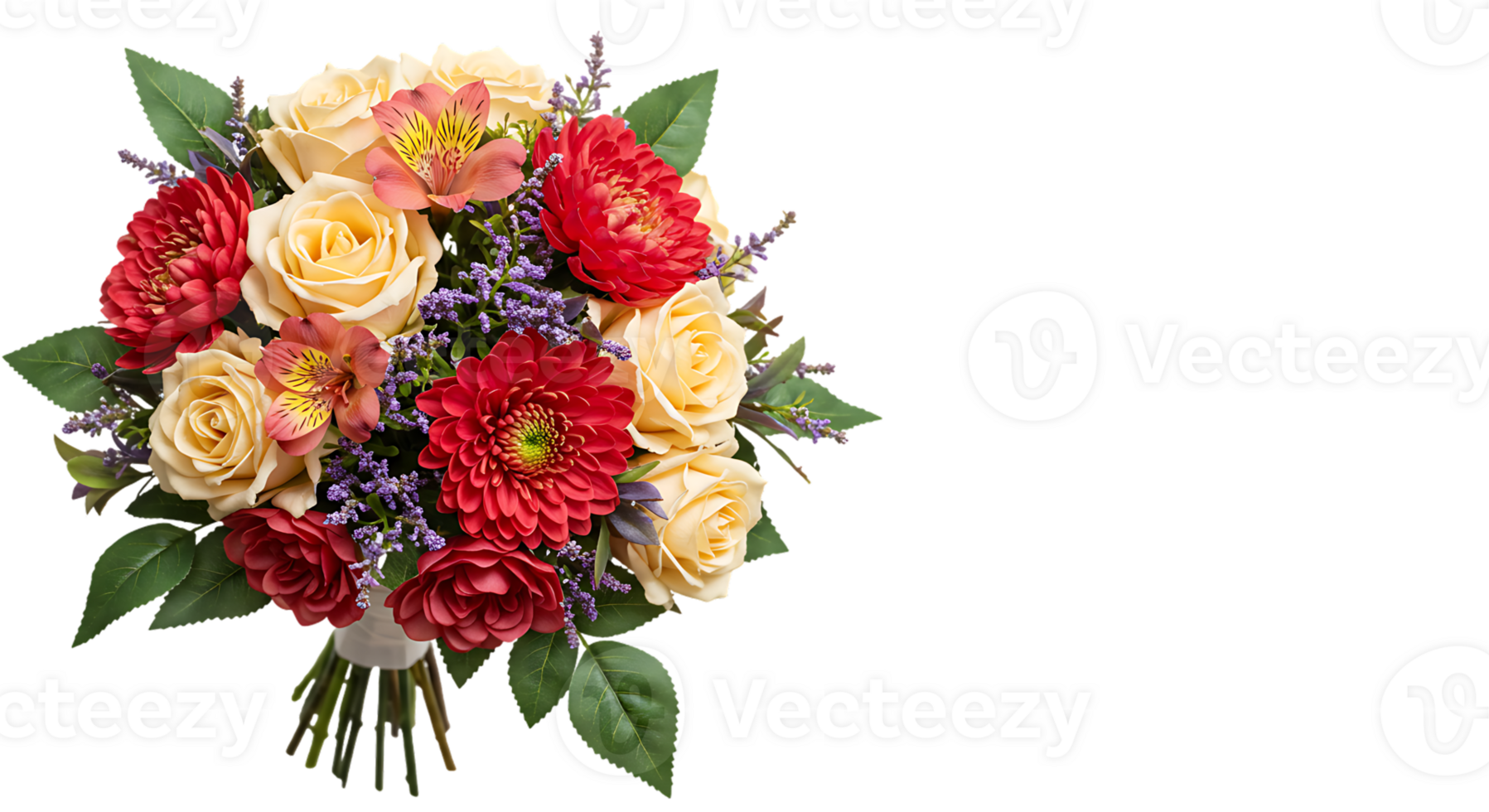 Bright and cheerful flower bouquet with transparency png