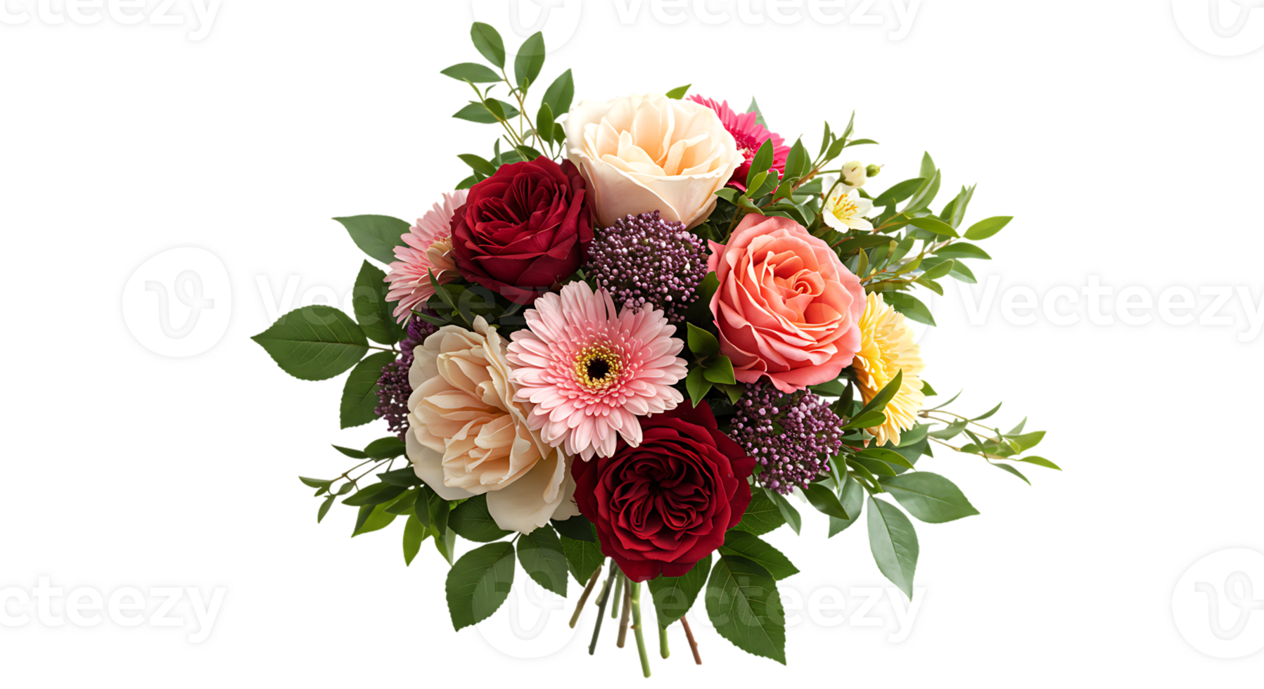 Bright floral bouquet isolated cleanly on a transparent background png