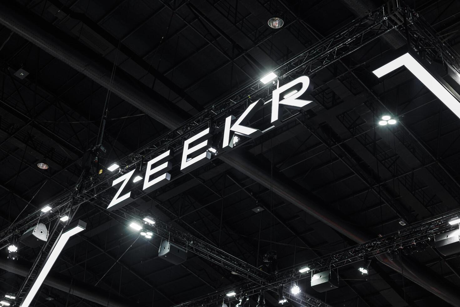 Zeekr Intelligent Technology Motors, EV car brand in Geely Auto booth in Thailand Motor EXPO. 26 March 2025, Bangkok, Thailand photo