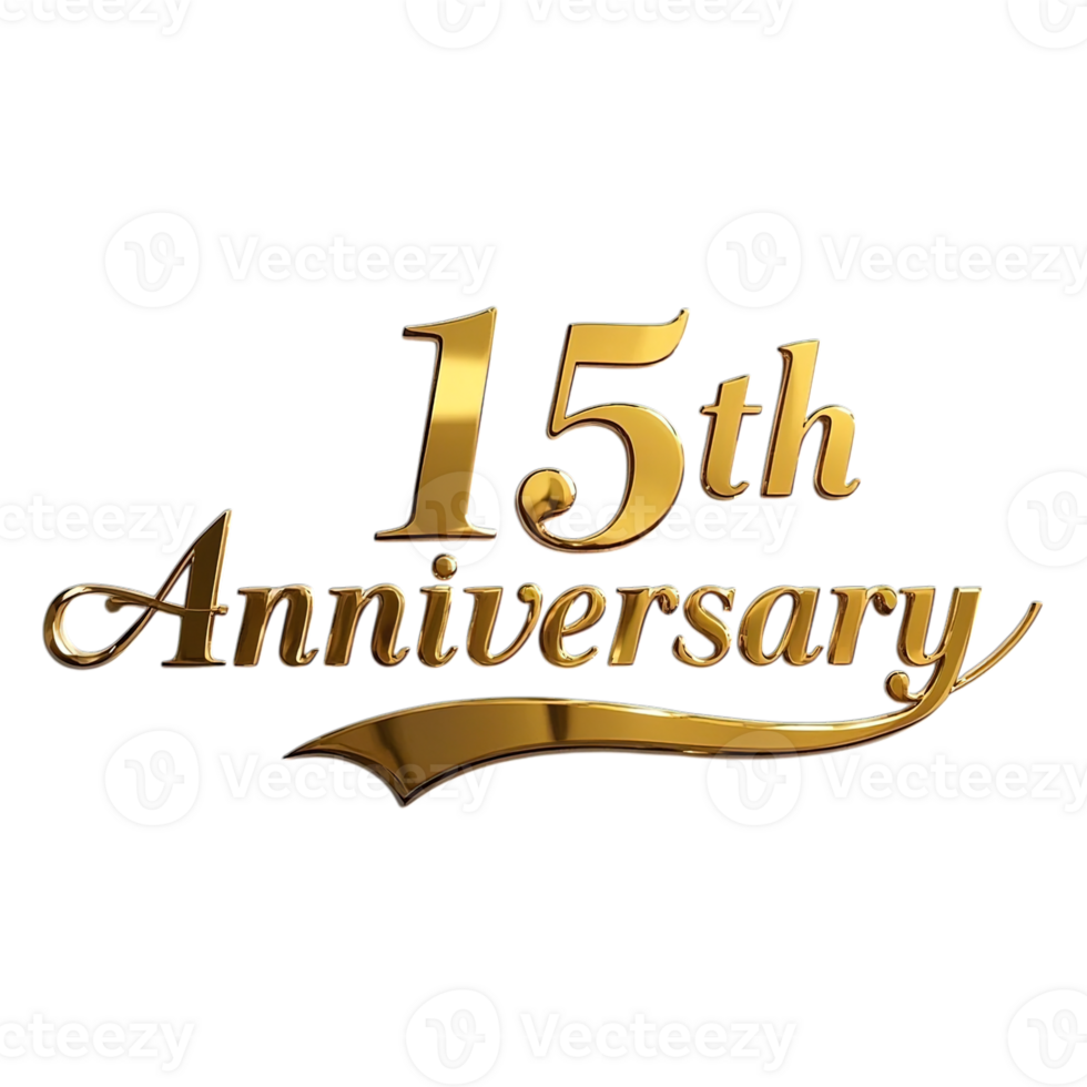 Golden 15th Anniversary Celebration Elegant Design Luxury Gold Text Graphic font dark years event png