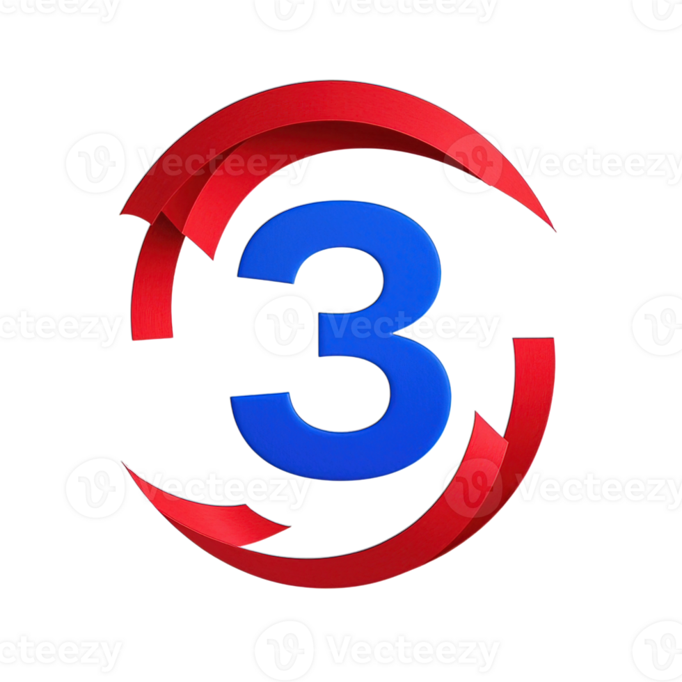 Modern Number Three Red Blue Abstract Design Logo Branding Graphic Illustration Template art png