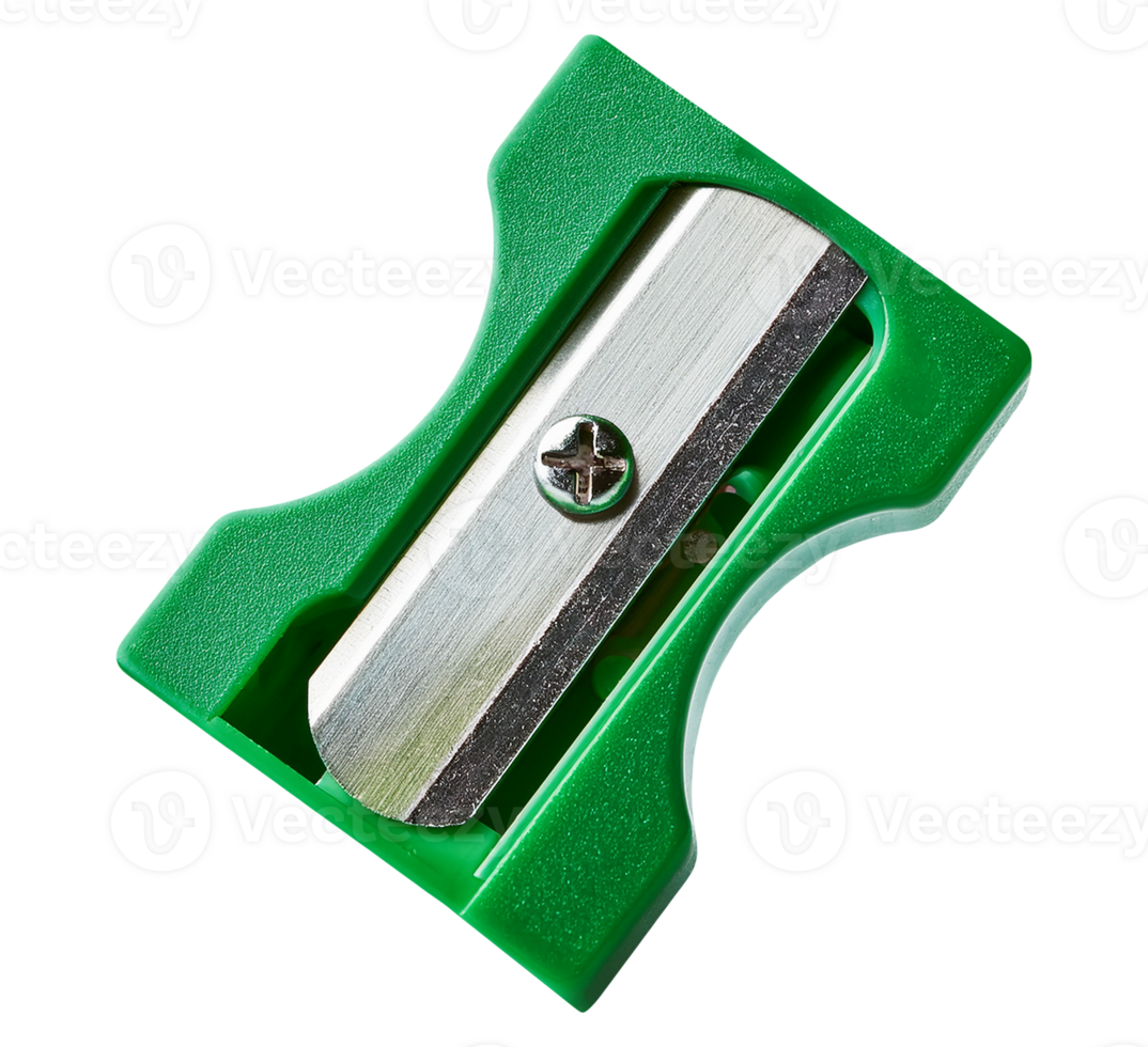 Green Plastic Pencil Sharpener with Metal Blade png