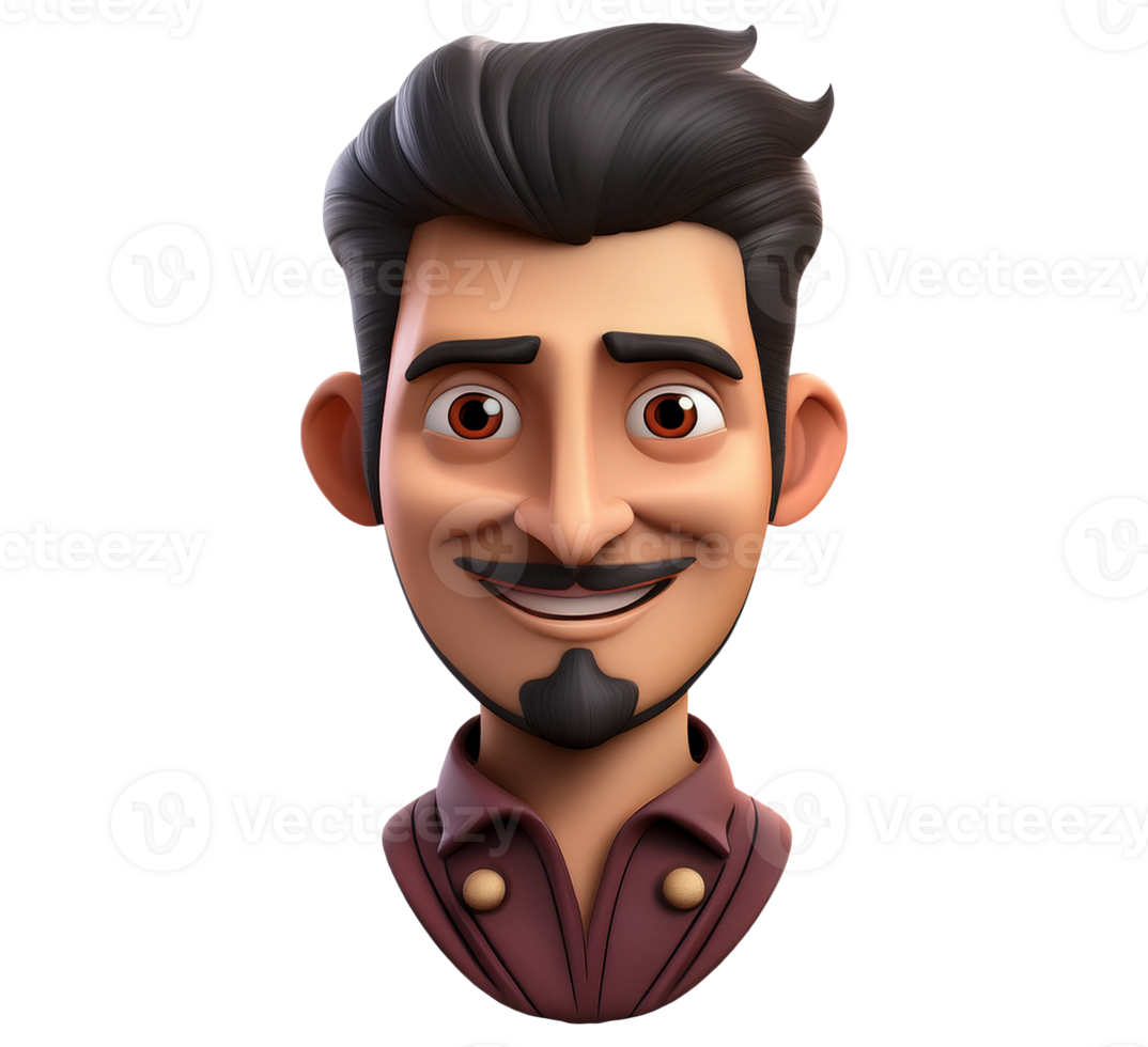 cartoon man with mustache and beard isolated png