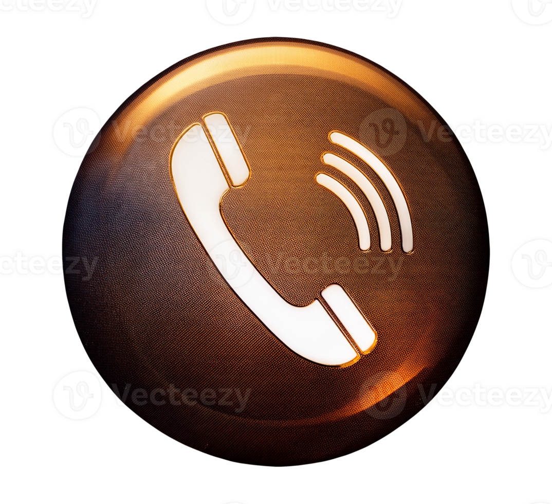 a phone icon on a brown button isolated on transparent background png