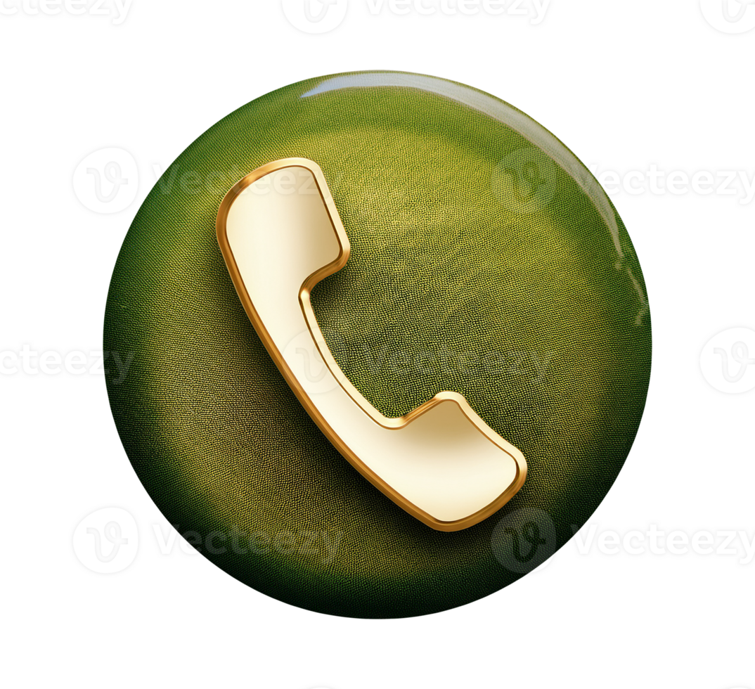 green phone icon with gold color on transparent background png