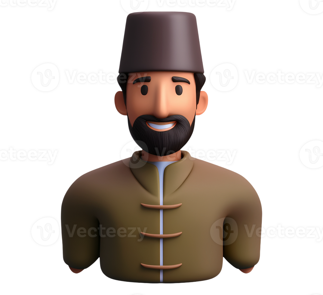 an animated man with a beard and hat isolated on transparent background png
