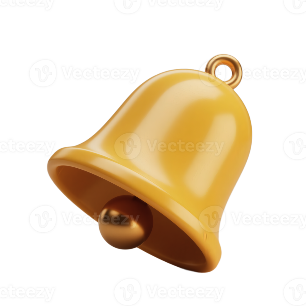 Shiny Gold Bell 3D Render png