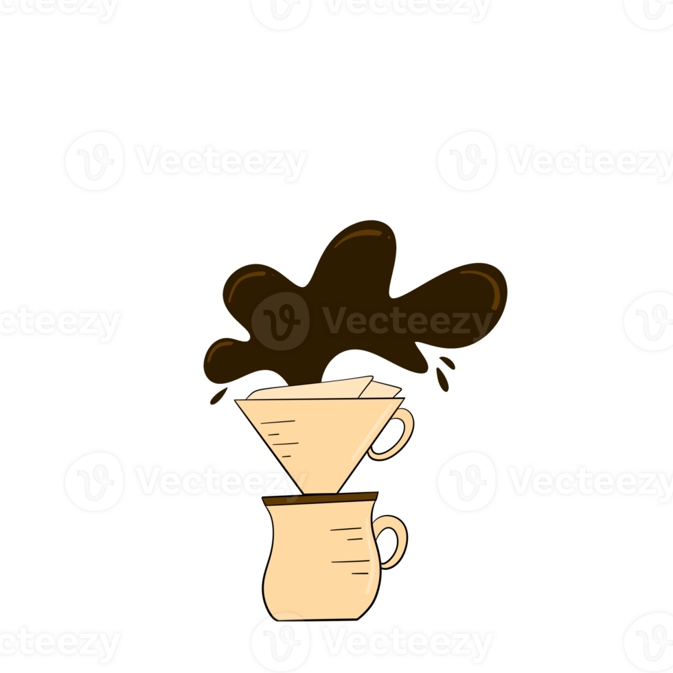 coffee pour icon, cartoon style, isolated on transparent background png