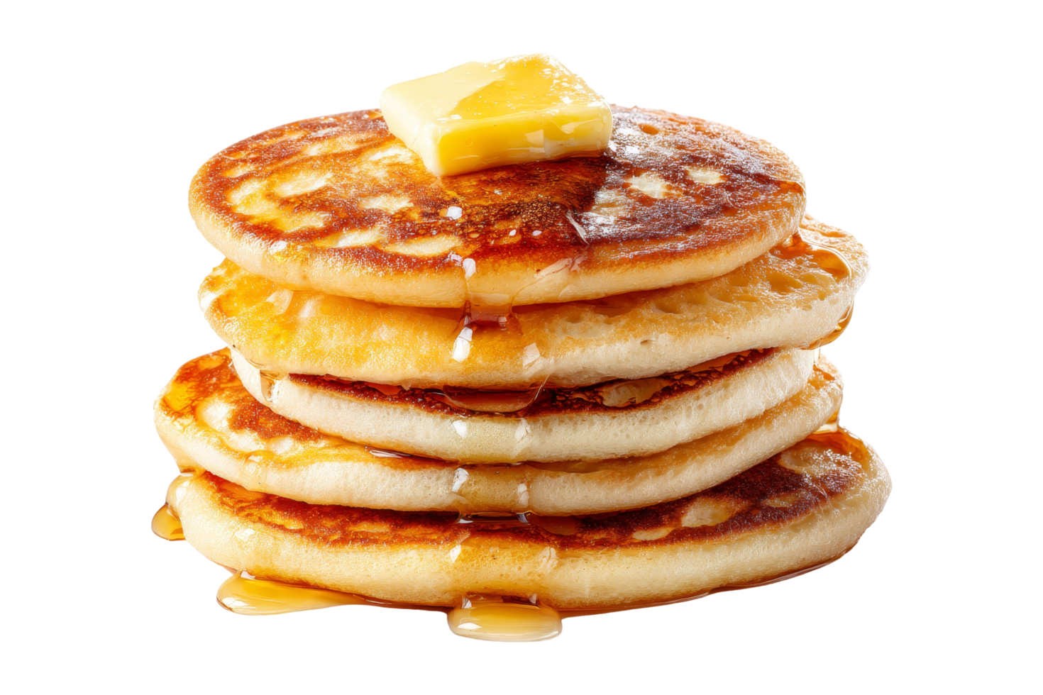 Bright fluffy pancakes close-up png