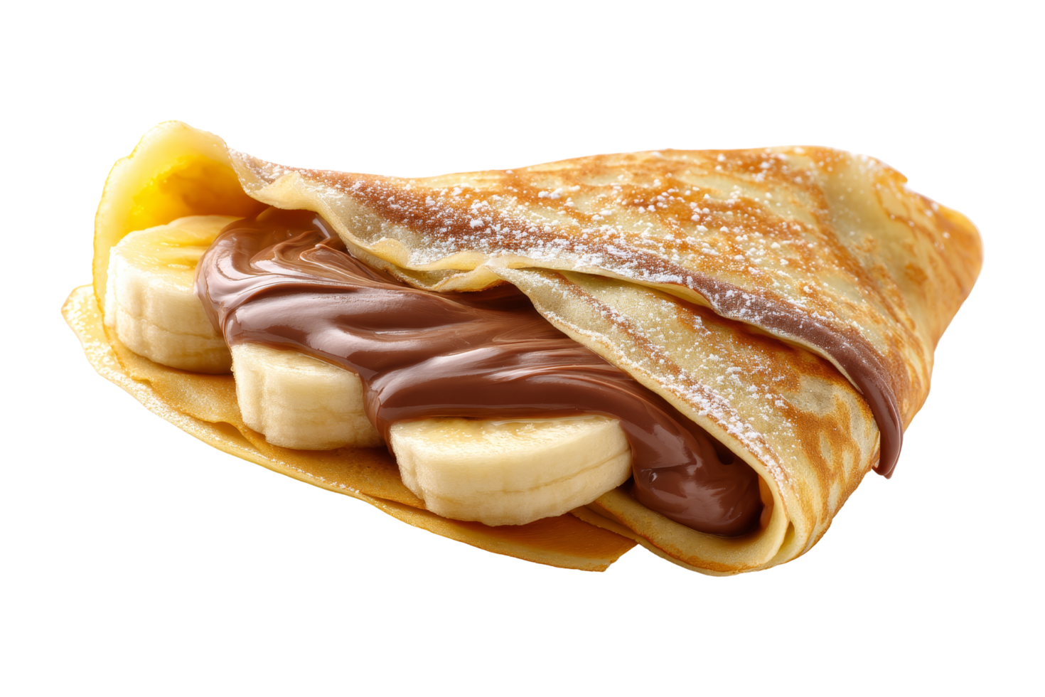 Overhead nutella banana crepes png