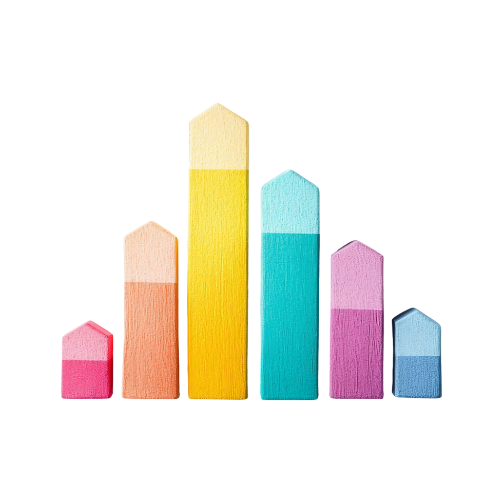 Colorful bar graphs in studio space png