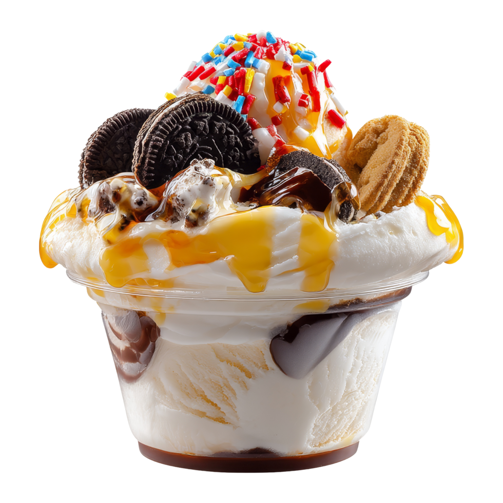 Indulging in ice cream sundae treats png