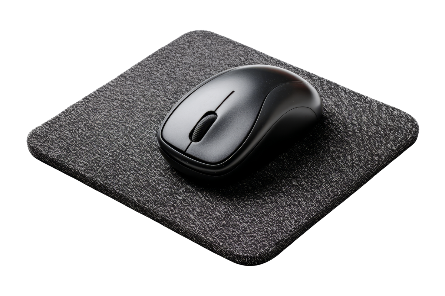 Isolated mouse on black pad close-up png