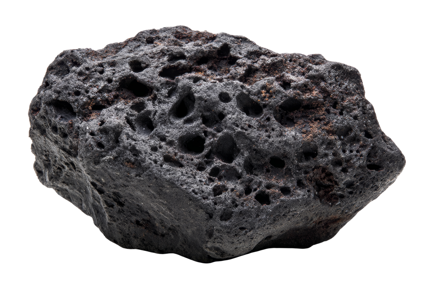 Isolated black lava rock nature close-up png