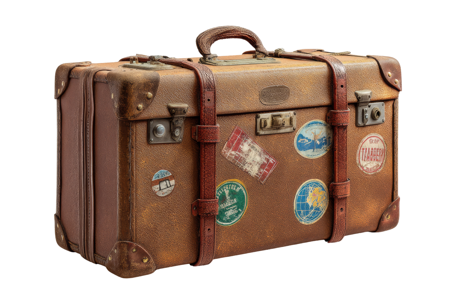 Close-up vintage travel suitcase png