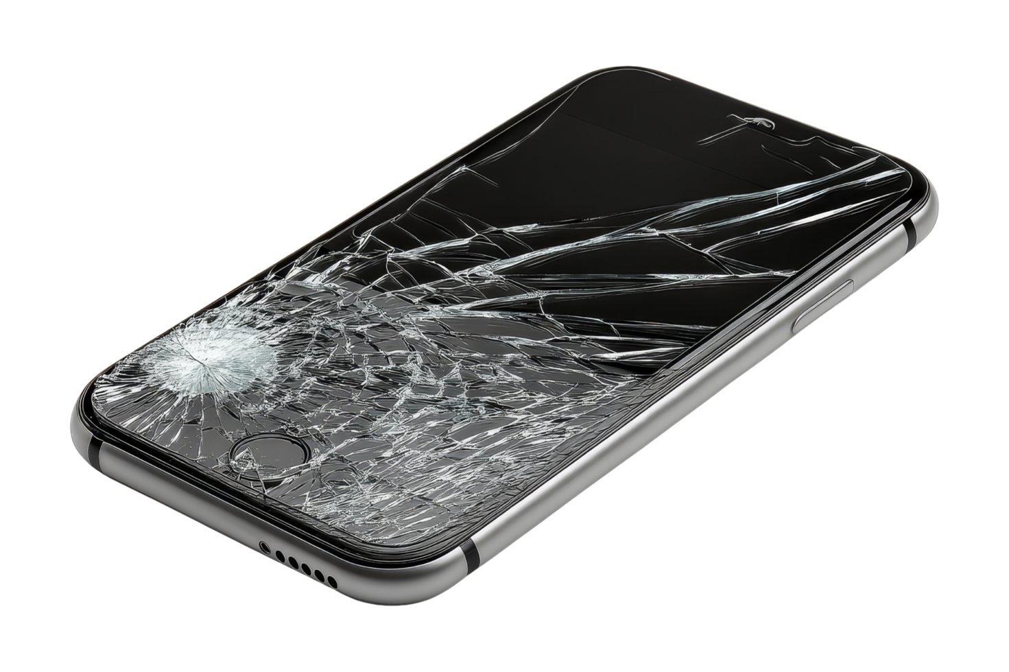 Isolated cracked phone technology image png