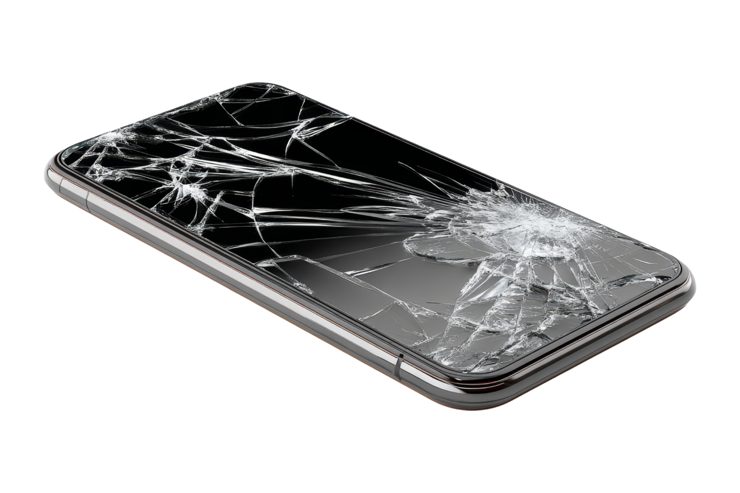 Isolated broken smartphone studio image png
