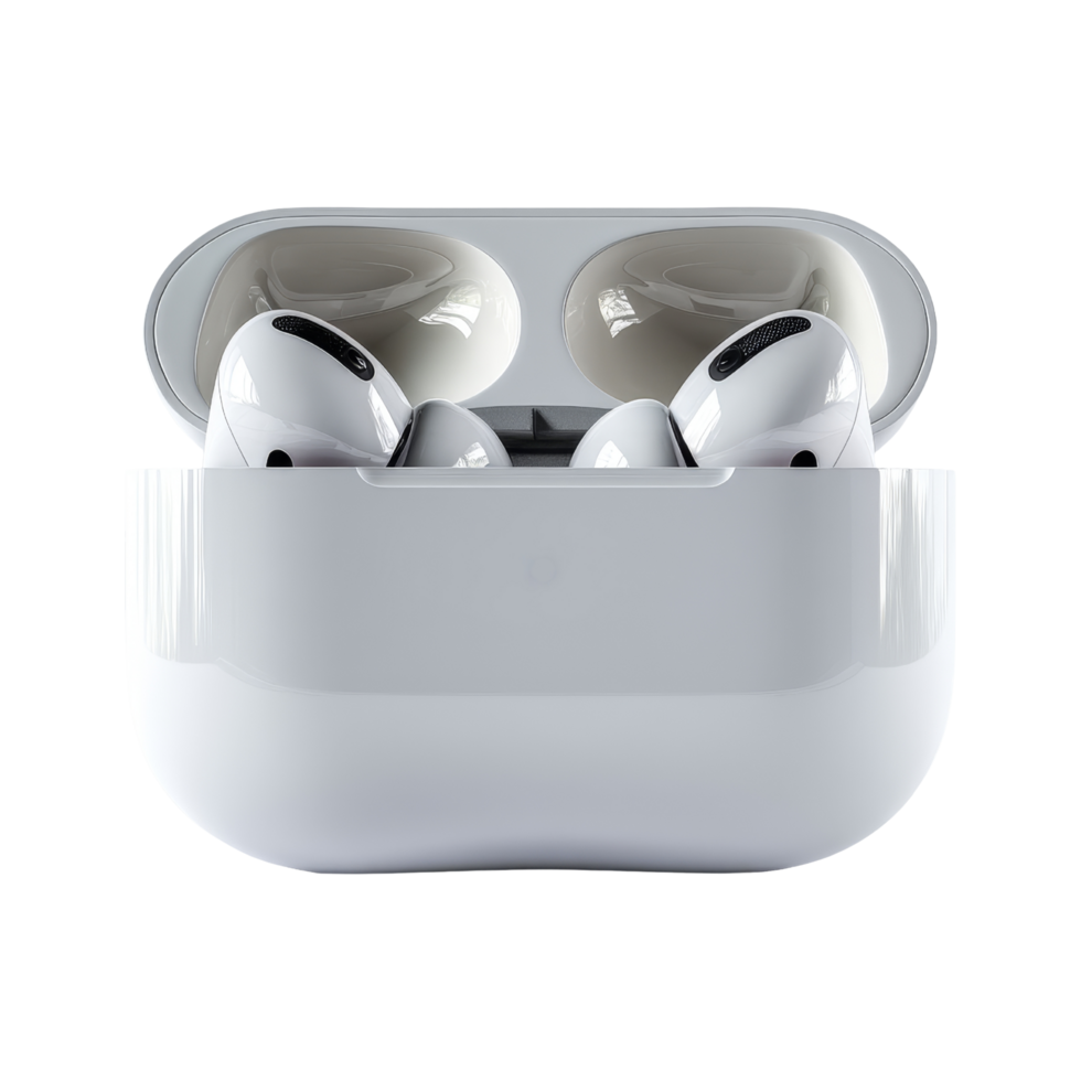 Isolated wireless earbuds close-up png