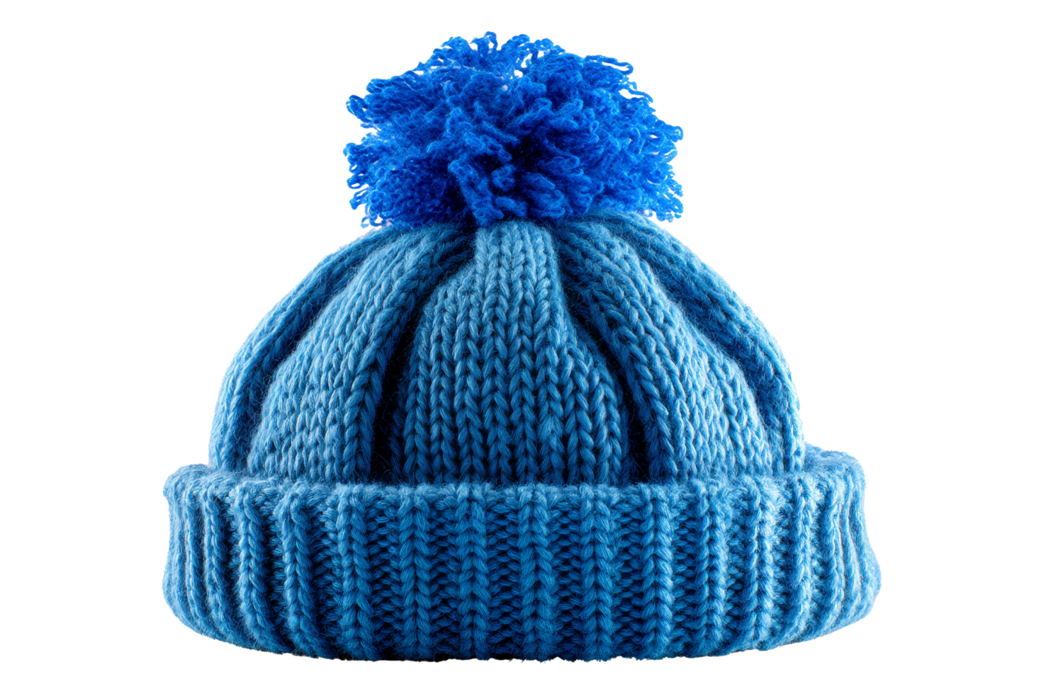 Fashionable cozy blue knit hat png