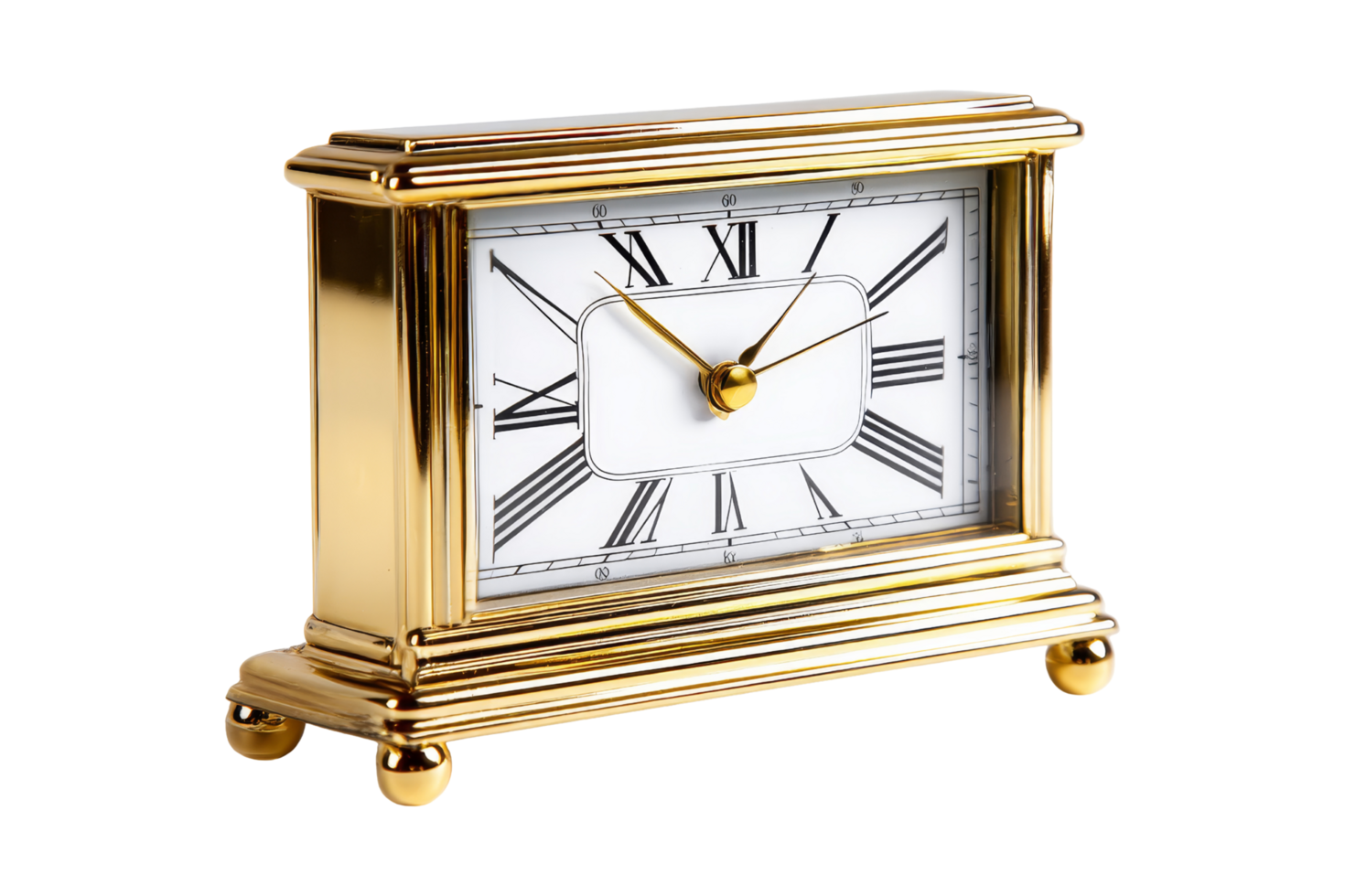 Elegant gold clock display home office still life png