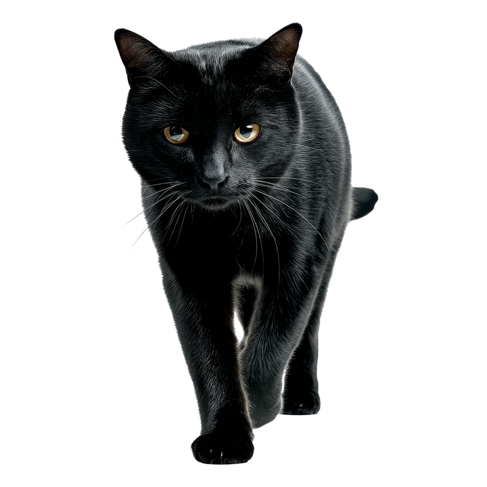 Black cat walking in studio lighting png