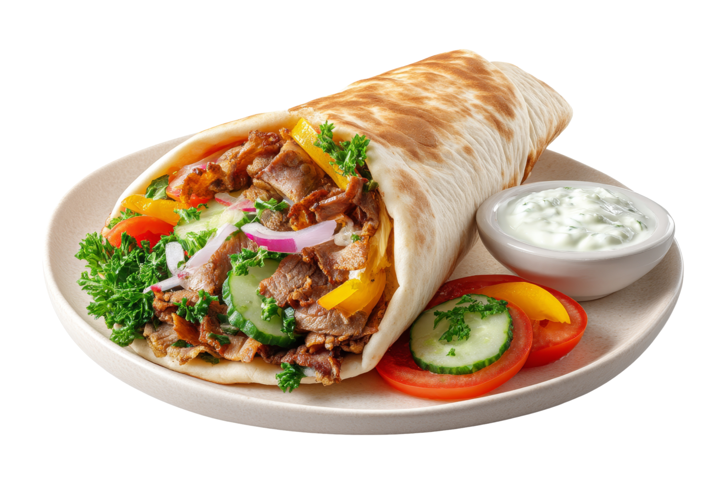 Delicious shawarma wrap from the middle east png