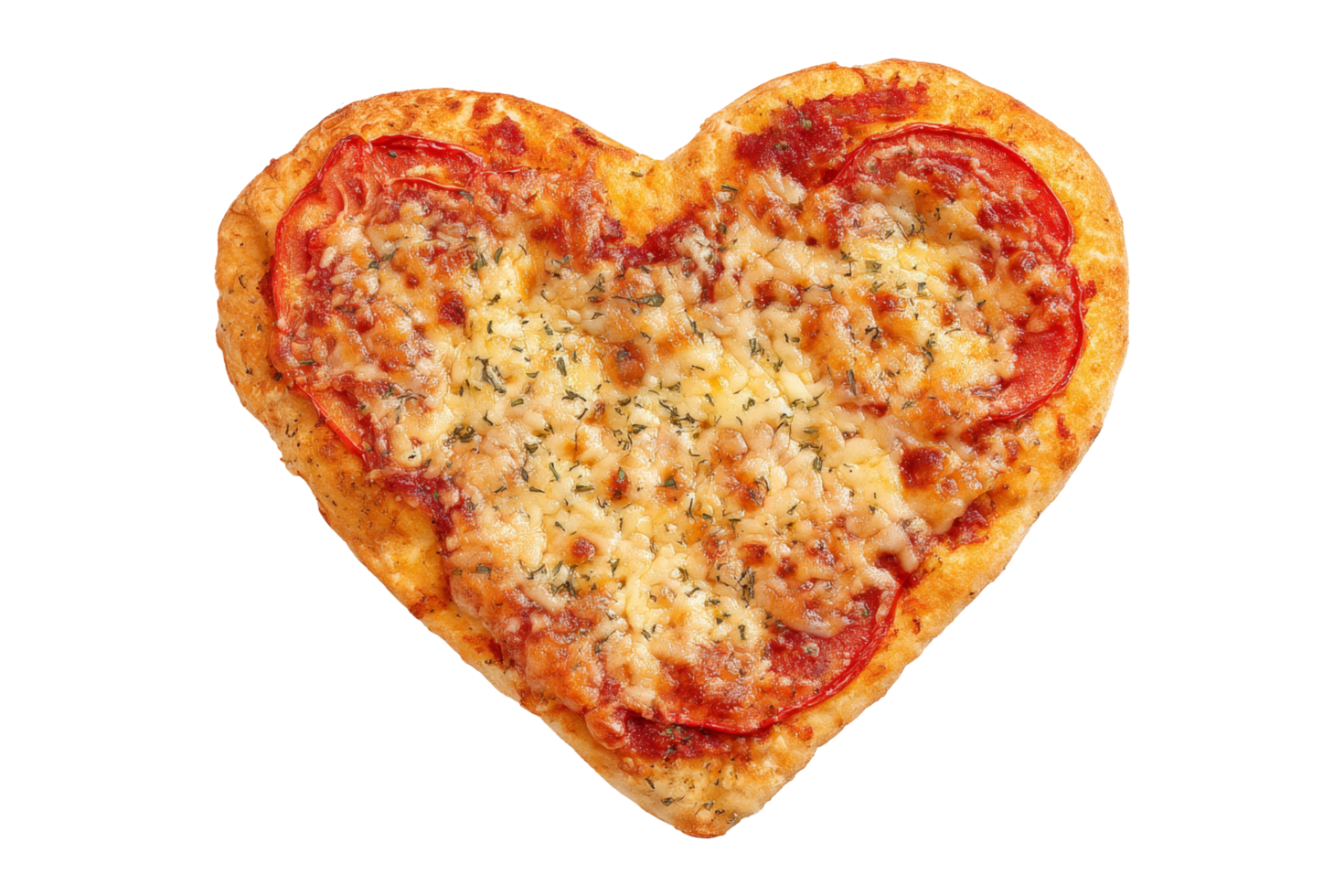 Top-down love heart-shaped pizza joy png