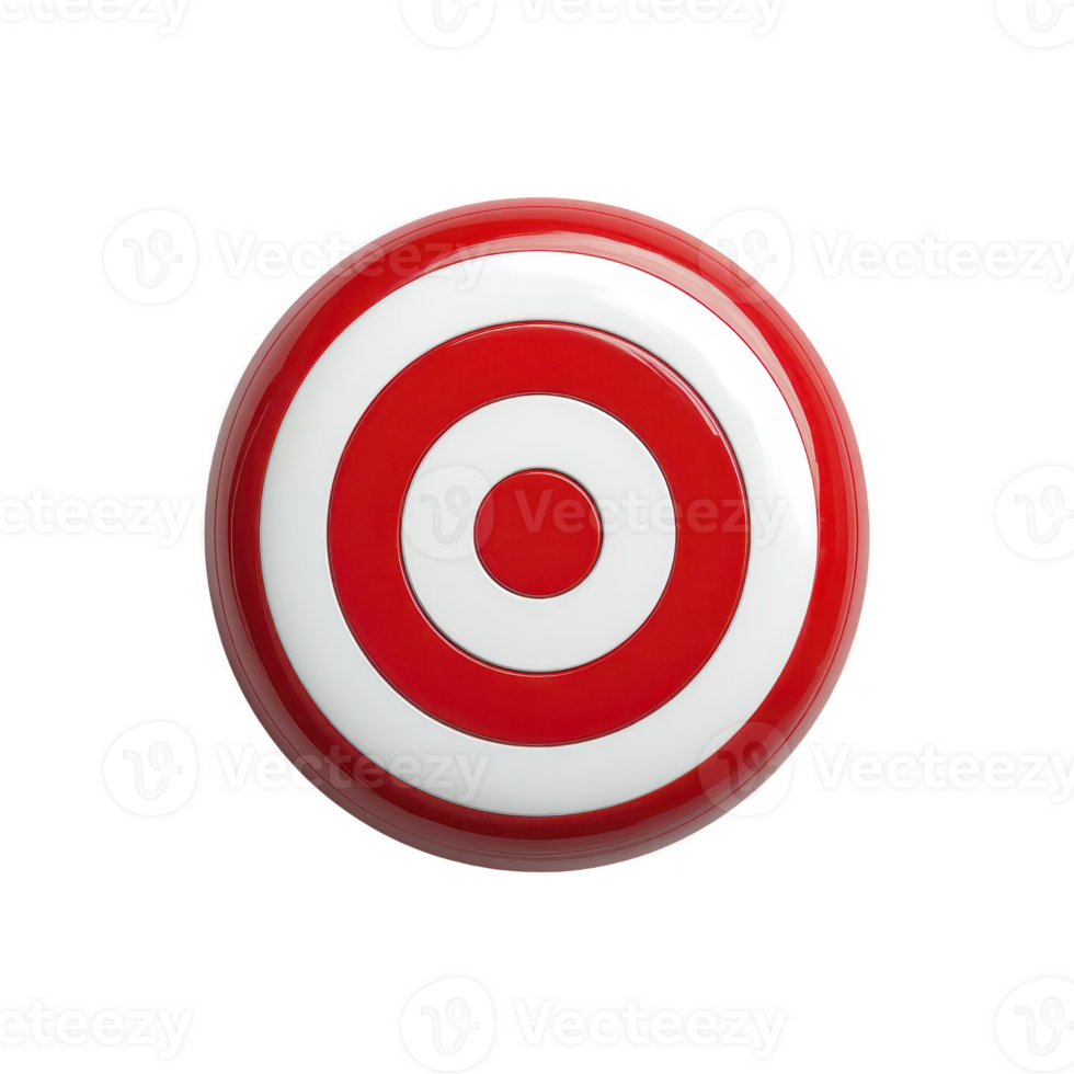 Red and white circular target with concentric rings is depicted, symbolizing precision and focus. design is simple yet striking, often associated with aiming or goals png