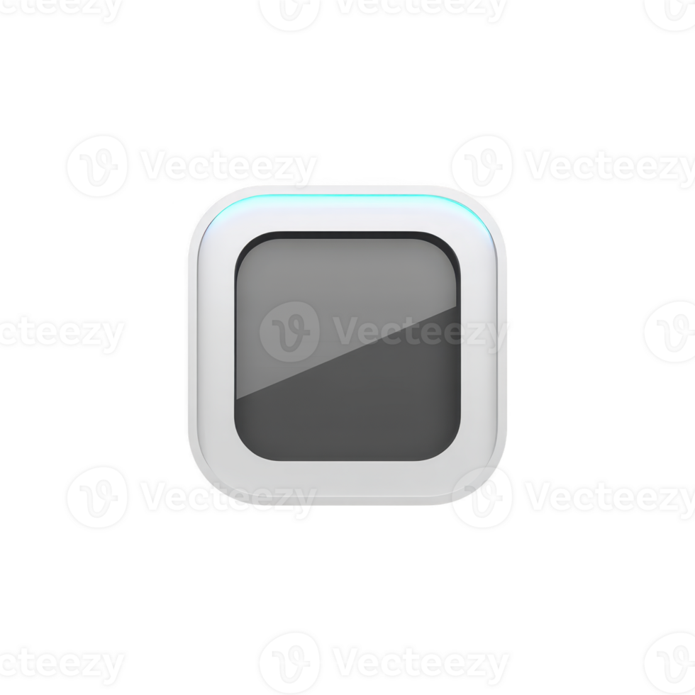 Sleek, modern square icon with glossy finish and rounded edges, featuring subtle gradient and reflective surface, set against transparent background png