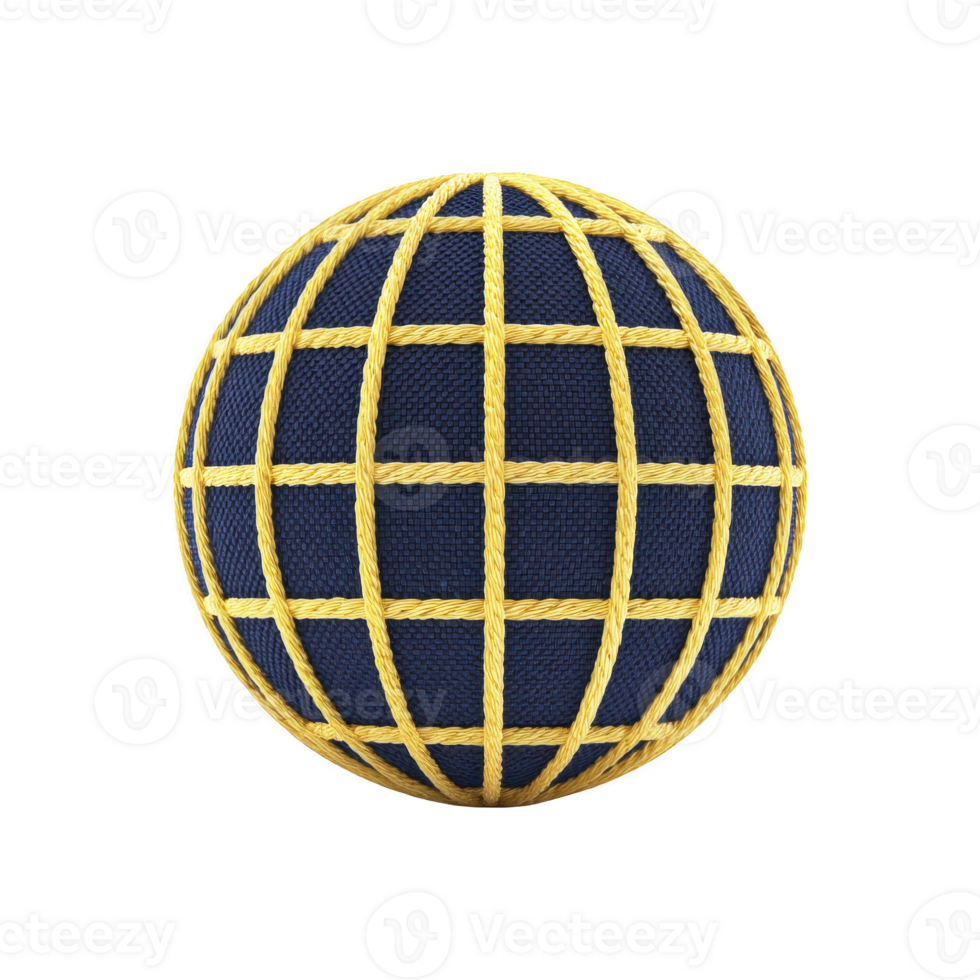 3D globe with blue surface and golden grid lines creates striking visual. globe design is both modern and elegant, symbolizing global connectivity and unity png