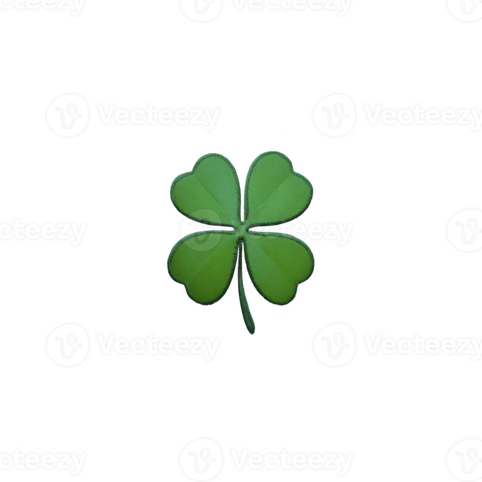 Vibrant green four leaf clover symbolizing luck and prosperity, isolated on transparency background. clover leaves are evenly shaped, creating symmetrical and pleasing design png