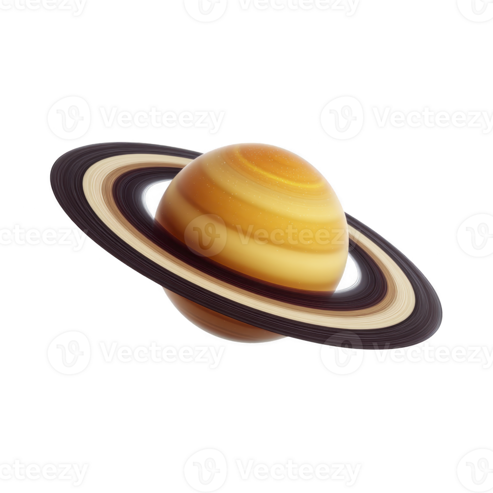 Detailed illustration of Saturn with its iconic rings, showcasing planet distinct bands and colors. image captures beauty and complexity of this gas giant in our solar system png