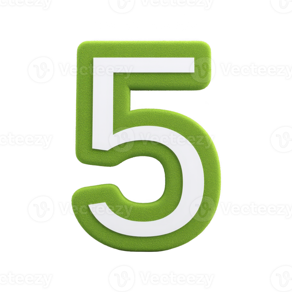 Image features green number five with white outline, set against plain background. design is bold and modern, conveying sense of freshness and clarity png