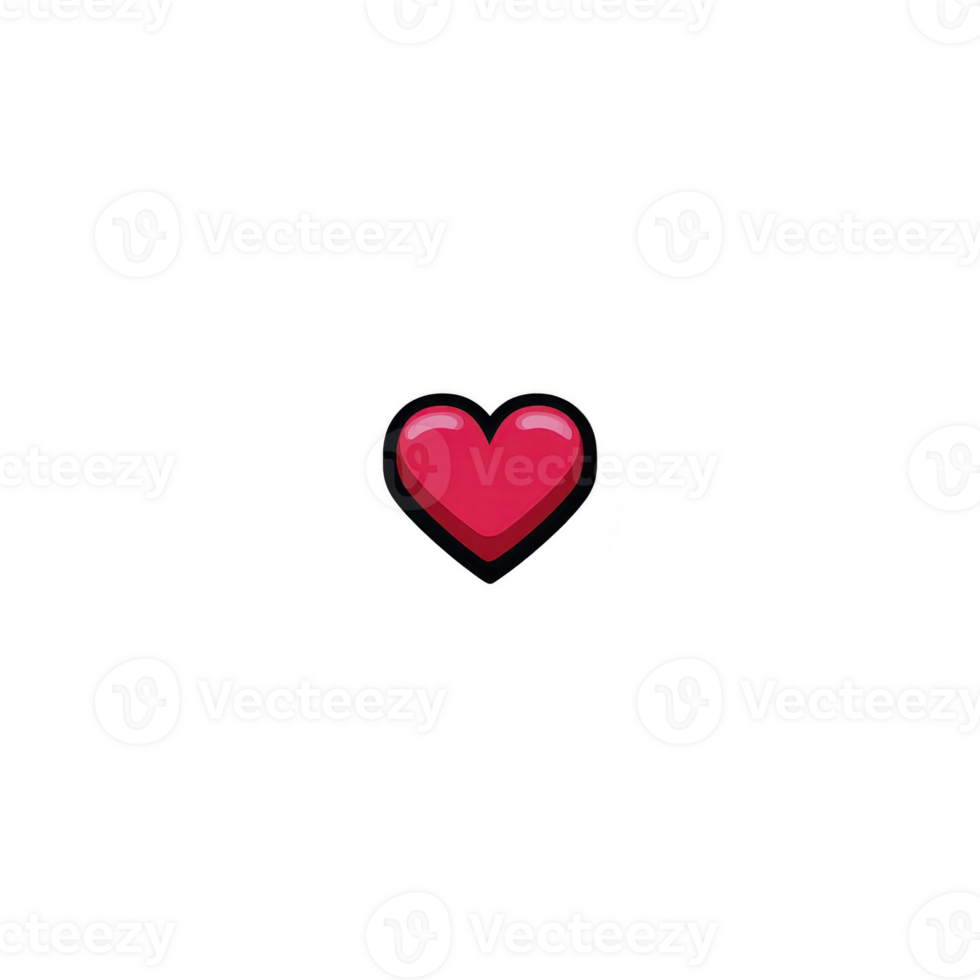 Shiny red heart symbol with glossy finish is centered on plain background, conveying love and affection. simple design emphasizes heart vibrant color and smooth texture png