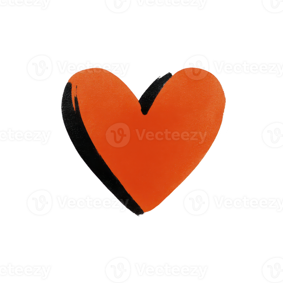 Vibrant red heart with bold black shadow creates striking and artistic design, symbolizing love and passion. simple yet impactful illustration conveys warmth and affection png