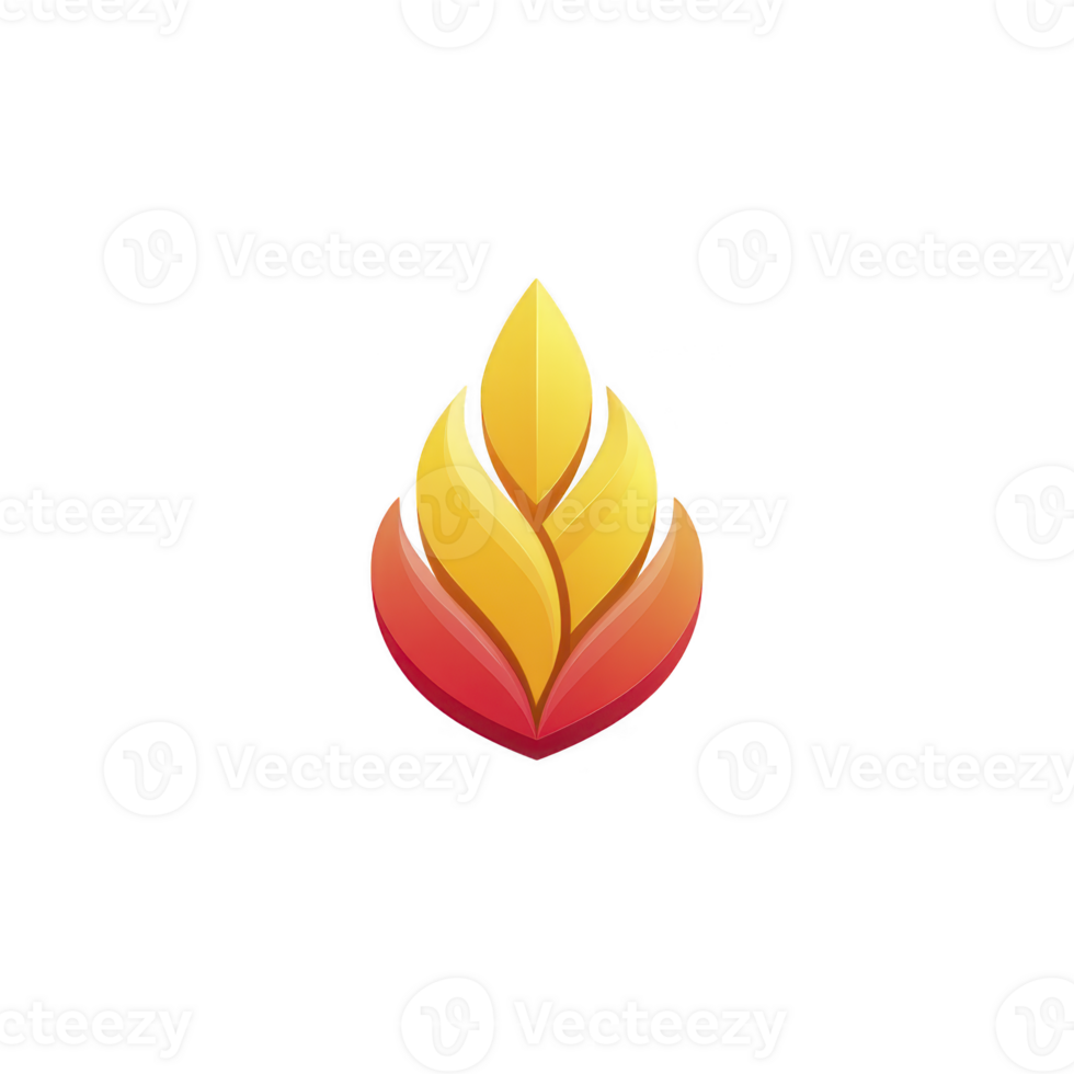 Vibrant, abstract flame logo design featuring layered yellow and red elements, symbolizing energy and warmth. sleek, modern style conveys sense of innovation and creativity png