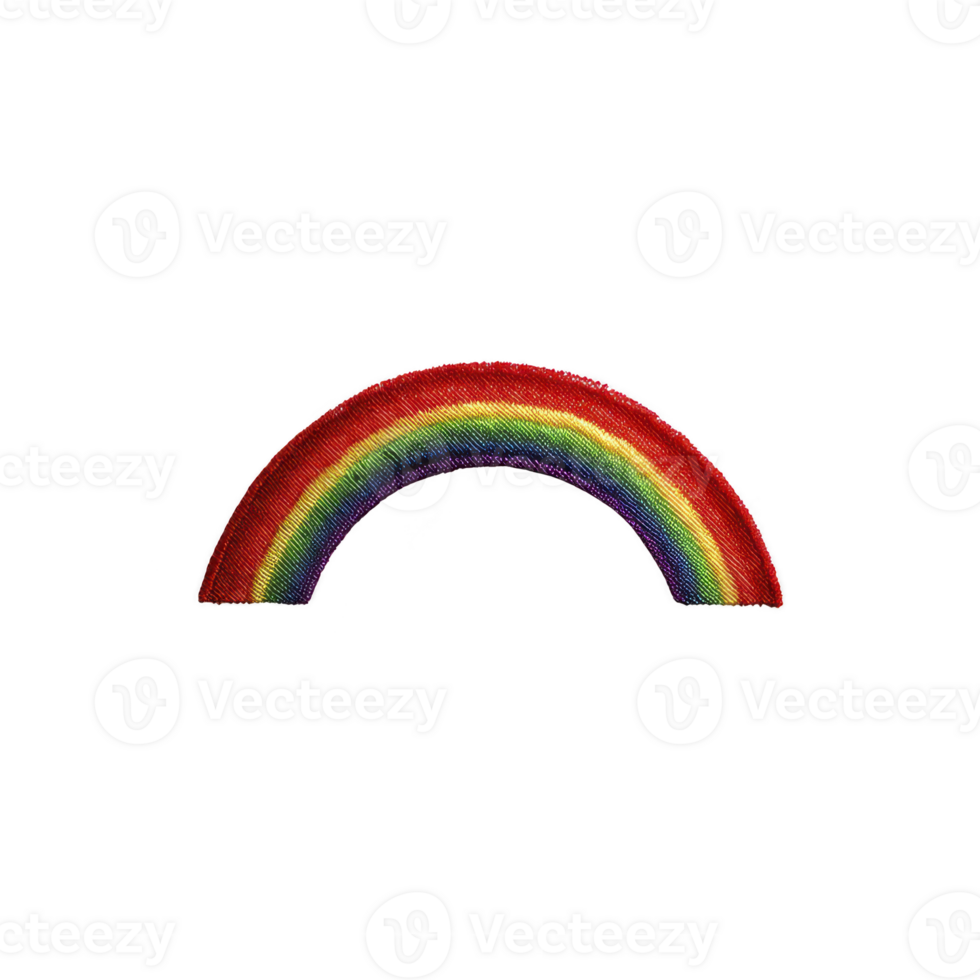 Colorful embroidered rainbow patch with vibrant red, orange, yellow, green, blue, and purple stripes, symbolizing diversity and inclusion png