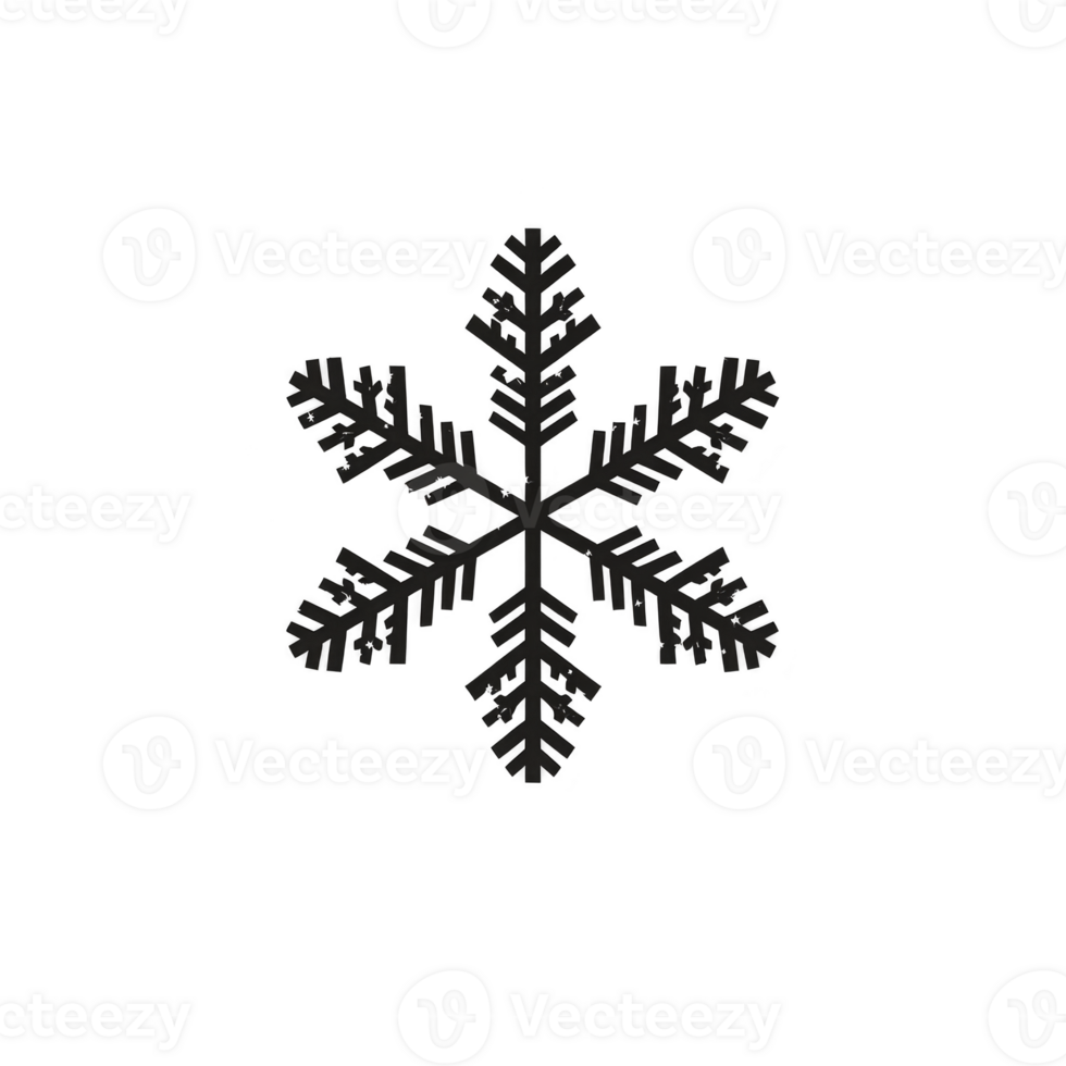 Detailed black snowflake illustration on transparent background, showcasing intricate patterns and symmetry, perfect for winter themed designs or holiday decorations png