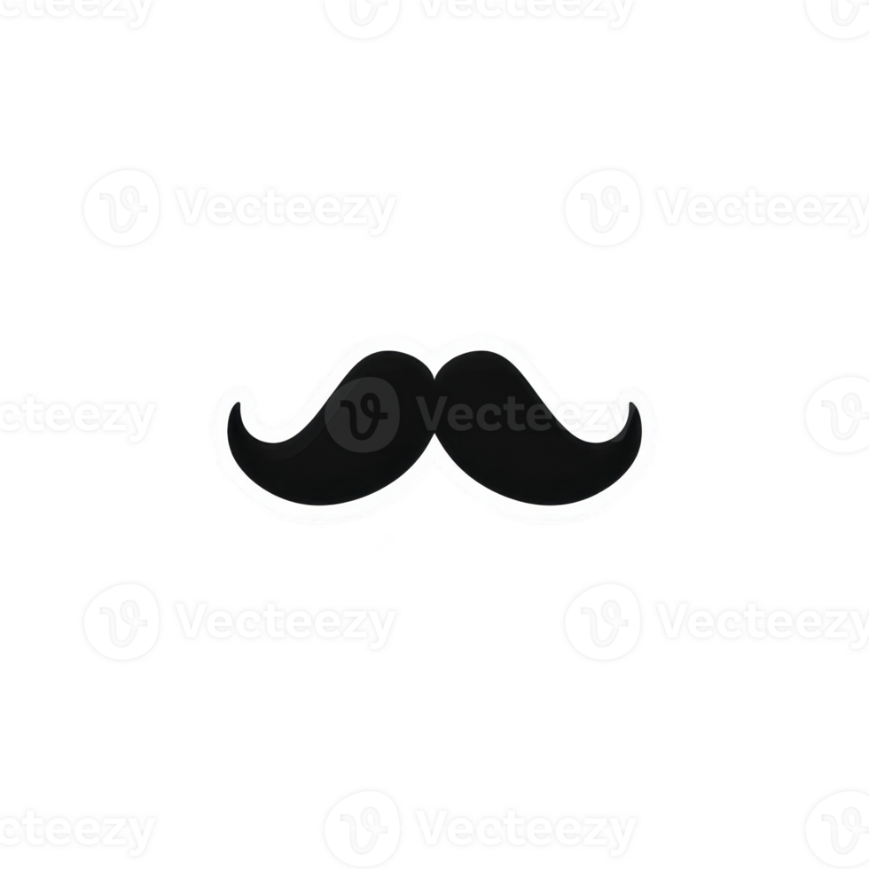 Black mustache icon with white outline on transparency background, symbolizing masculinity and style. simple design is often used in graphics and logos png