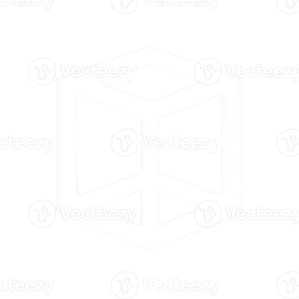 White geometric cube design on transparency background, showcasing minimalist and modern style. cube appears three dimensional, with clean lines and sharp angles, creating striking visual effect png