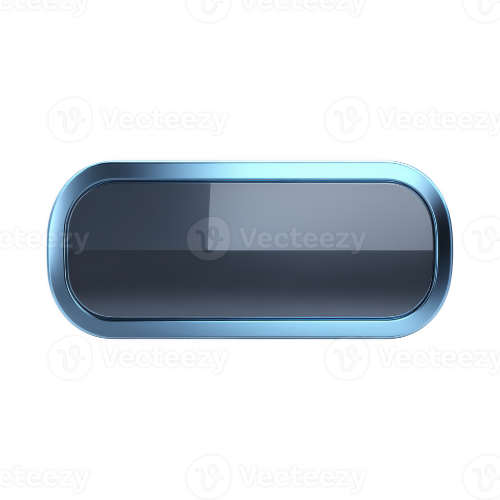 Sleek, glossy blue button with rounded rectangular shape and reflective surface, ideal for digital interfaces or web design elements png