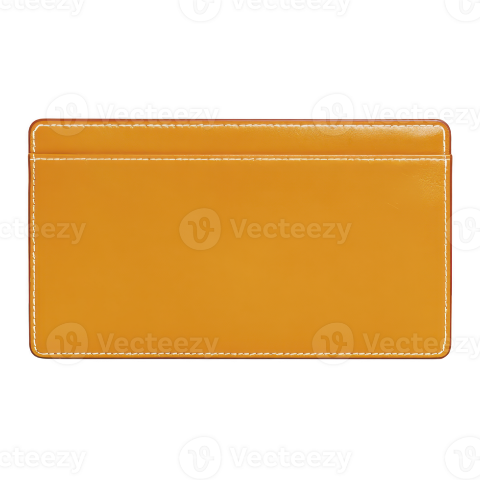 Sleek orange leather wallet with minimalist design, featuring smooth texture and visible stitching. Ideal for organizing cards and cash, this accessory combines style and functionality png