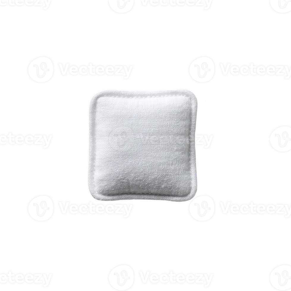 Soft, white square cushion with plush texture and rounded edges, isolated on transparency background, evokes sense of comfort and simplicity png