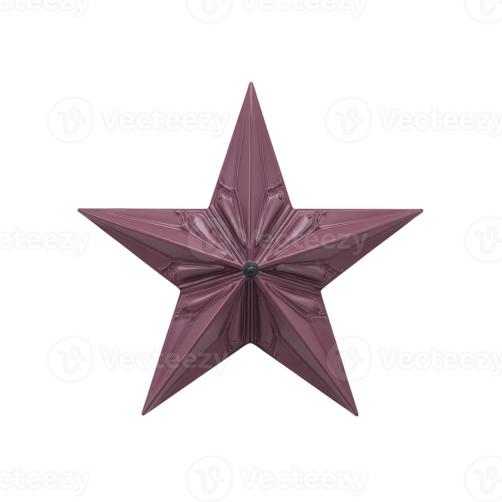 Metallic purple star with textured surface and symmetrical design, evoking sense of elegance and modernity. star intricate details create striking visual effect png