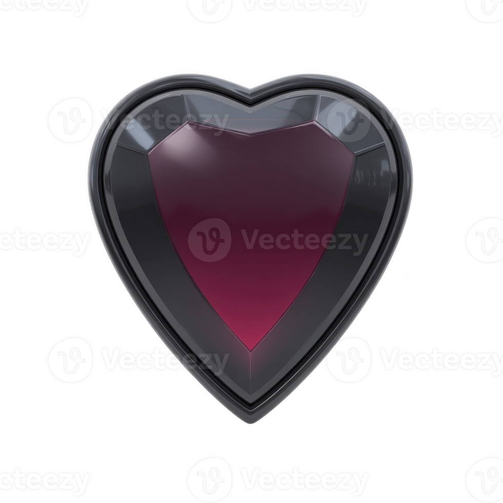 Shiny, dark red heart shaped gemstone with glossy finish and faceted edges, symbolizing love and elegance. gem deep color and polished surface create luxurious appearance png