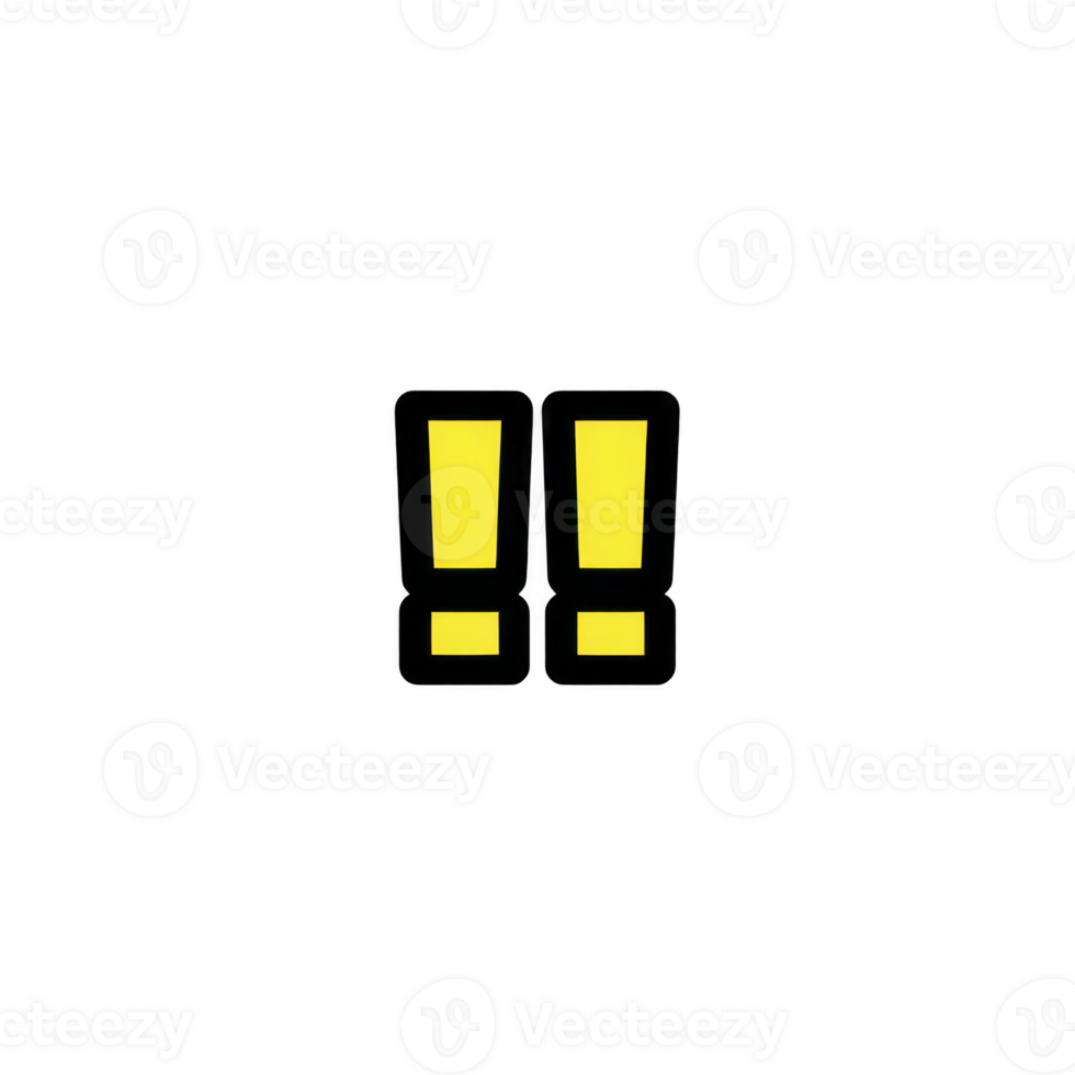 Two bold yellow exclamation marks on transparency background convey urgency and attention. simple design emphasizes importance of message png