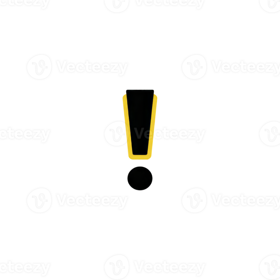 Bold yellow and black exclamation mark symbol on transparent background, conveying urgency or importance. This icon is often used for warnings or alerts in digital and print media png