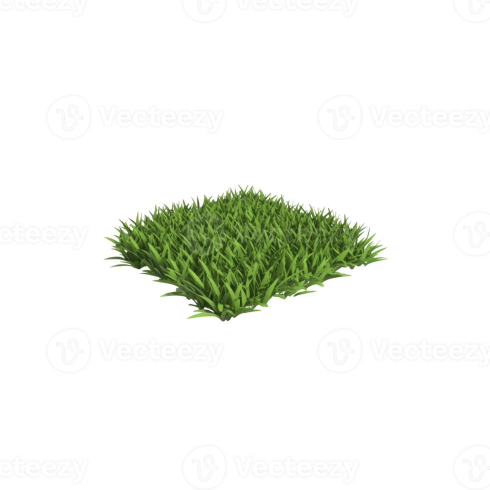 Square patch of lush green grass is isolated on transparency background, showcasing vibrant blades in natural arrangement. image highlights freshness and vitality of grass png
